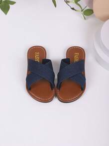 2025 Summer New Natural Harmony Simple Fork With Blue Flat Bottom Beach Fashion Girls Slippers - Blue - View 6