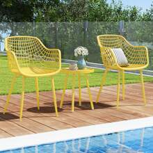 Lifezeal 3 Piece Patio Bistro Set All Weather Heavy Duty Table And Chairs Set Of 2 Black/Yellow - Yellow - View 3