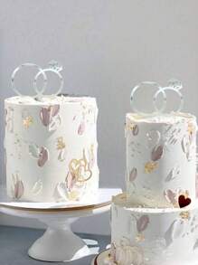 1pc/2pcs/5pcs Diamond Ring Cake Topper, Acrylic Cake Decoration Picks, Suitable For Wedding, Engagement, Anniversary, Valentine's Day Party Cake Decorations, Cake Decorations, Cake Toppers, Baking Supplies, Kitchen Essentials, Baking Decorations, Baking Supplies, Cake Supplies, Holiday Gifts, Decorations - Silver - View 7