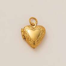 1Pc 18K Gold Vintage Heart Locket Charms, Baroque & Gothic Engraved Pendants, Romantic Key & Heart Lock Pendant, DIY Jewelry Making