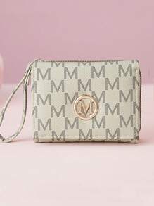 Women's Short Wallet Zipper Tri-Fold Embroidered Fashion New Style Multi-Card Slots Handbag For Women Wallet Mini Wallet Purse Wallet Small Wallet Wallet - Beige - View 3