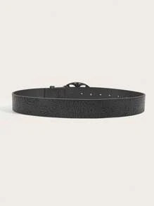 1 pièce Ceinture femme vintage en alliage boucle et PU imprimé, convient pour le style western cow-girl d'été, l'école