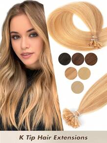 50pcs K-Type & V-Type Keratin Hair Extensions, Real Human Hair Extensions, 14-22 Inches Straight Hair, K-Type Keratin Hair Wefts, Invisible V-Type Hair Extensions - Multicolor - View 37