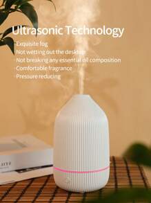 1 Stück weißer Aroma Diffuser, vasenförmiger Ultraschall-Nebelbefeuchter mit LED-Licht-Dekoration für Zuhause