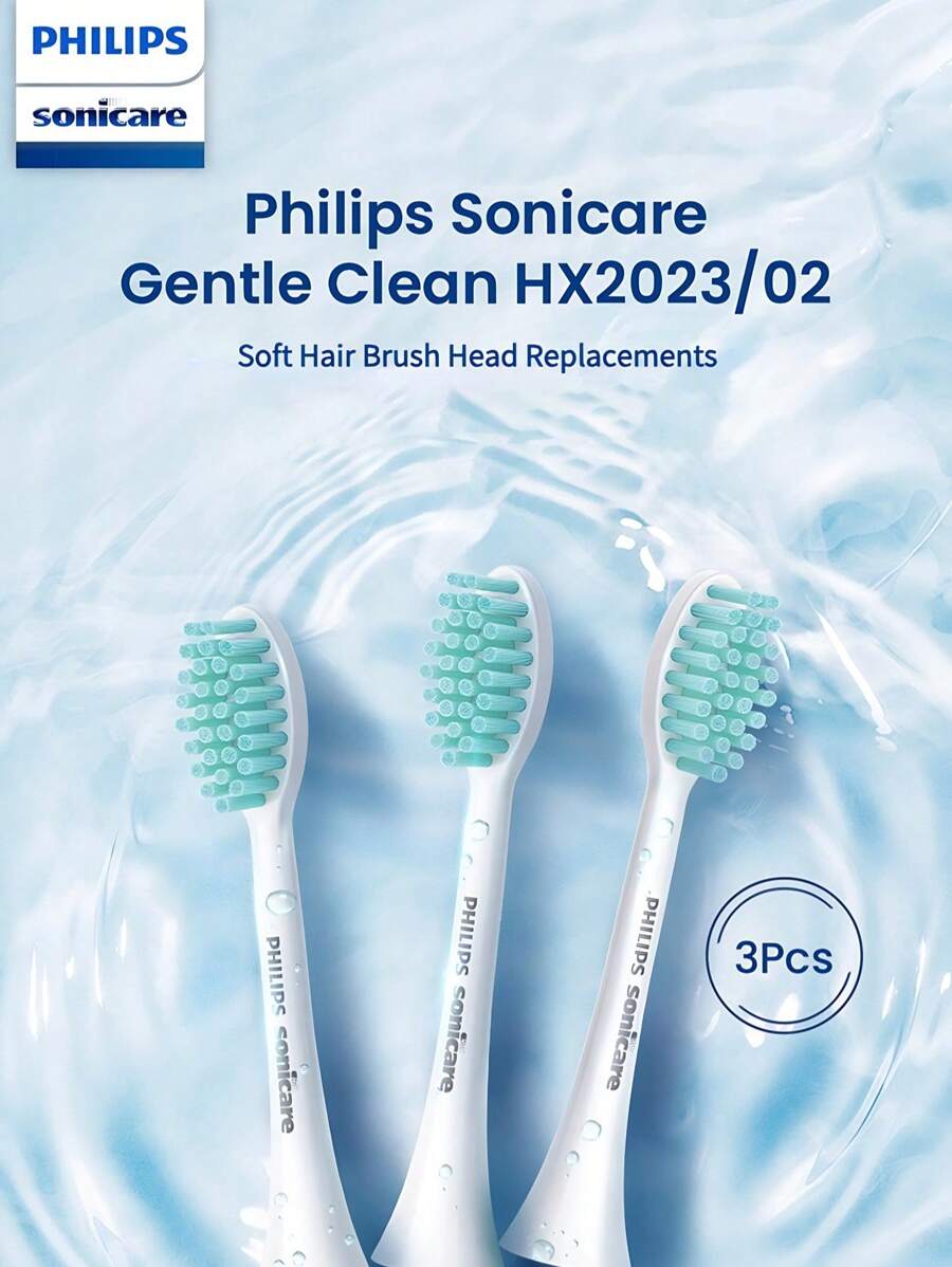 PHILIPS 飞利浦 Sonicare HX2023 替换刷头 温和清洁型 3 件适用于飞利浦 Sonicare 2000 系列