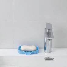 Silicone Bathroom Soap Dishes With Drain Spout-Bathroom And Kitchen Sink Organizer,Sponge Holder,Dish Soap Tray,Perfect For Dispenser,Scrubber,Bottle,Cup On Sink Or Counter-Coffee 4.9"*3.2" - 藍色 - 查看 2