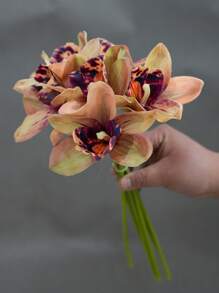 6 Stücke/Los Neue 6-köpfige lange Zweig Phalaenopsis künstliche Blumen Bouquets, hochwertiger Heimat-/Büro-Schreibtisch Deko Kunstblumen Zweig, Geschenk Geschenke Geburtstag Abschluss - Mehrfarbig - Übersicht 18