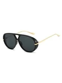 1 pièce Lunettes de mode de vacances à monture pleine en métal avec cadre rond en PC noir personnalisé pour homme