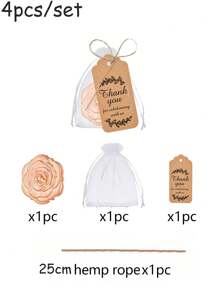 32/30/24/16/15/5/4件套玫瑰花造型便携式化妆镜，婚礼回礼，新娘送礼；玫瑰花造型旅行镜套装，含化妆刷、感谢卡、亚麻绳和欧根纱袋，适合新娘赠送