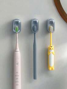 1pc Toothbrush Holder Wall-Mounted Dust-Proof Toothbrush Holder Shelf Without Punching Toilet Electric Toothbrush Storage Rack With Automatic Closing Cover Storage Rack For Electric Toothbrush In Bathroom Graduation - Multicolor - View 13