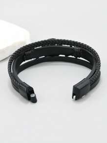 1pc Retro Style Black Tree Of Life Minimalist Leather Bracelet For Men - Tree Of Life - View 9