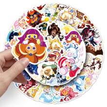 50 szt. naklejek PVC Cookie Run Kingdom, wodoodporne i wielokrotnego użytku, samoprzylepne, asymetryczne kształty, różne kolory, do telefonów, laptopów, scrapbookingu