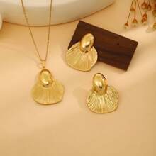 3 Stücke/Set Edelstahl Meerjungfrau Halskette & Ohrringe Schmuckset, geeignet für täglichen Gebrauch von Frauen - Goldgelb - Übersicht 1