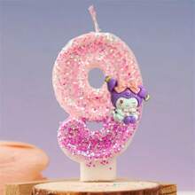 Sanrio 1 Stück Sanrio Comic Hello Kitty Geburtstagkerze, katzenförmige Zahlenkerze, Rosa, mädchenhafte Kuchendekoration Kerze, bezaubernde und süße herzförmige romantische Dinner Kerze, Valentinstag Kuchendekoration, Hochzeit