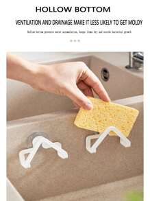 4pcs White Piece Plastic Sink Suction Cup Rack,Wall Mount Kitchen Sink Brush And Sponge Holder, No Drilling Required, Freestanding Rack For Sponges And Drain Accessories - Kitchen Organizing Tools, All Room Types, Home Decor Accessories, Kitchen Sink Accessories