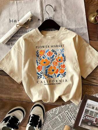 女士休闲短袖圆领大码 T 恤