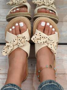 2025 Summer INS Fashion Women's Casual Slippers, Outdoor Flat Slip-On Sandals With Bowknot, Suitable For Home And Going Out