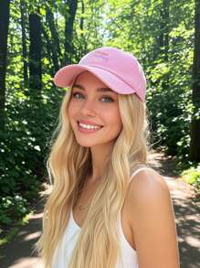 1pc Women's Fashion Letter Embroidered Baseball Cap - Stylish Streetwear Hat For Casual Outfits - Pink - View 2