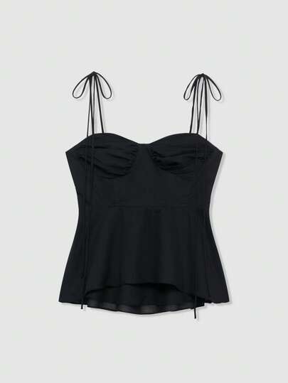 Casual Solid Color Adjustable Strap Tank Top