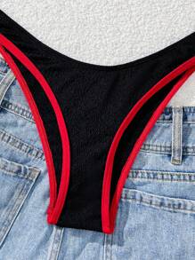 Patchwork Women Bikini Set, European And American Style Summer - Red - View 5