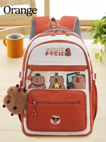 1 Pc Cute Capybara Pattern School Bags Large Capacity Lively Children Bag With Multi Pockets.Fashionable School Bag With Capybara Pendant.Practical Handbag With Lovely Decorative Patterns Backpack Bag Perfect Backpack Cute, Anime Backpack, Boy Gift, Capybara Backpack - Multicolor - View 16