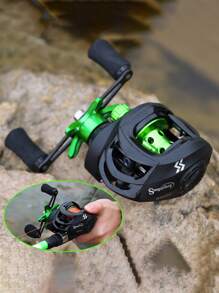 SOUGAYILANG Baitcasting Fishing Reel - 7.2:1 Gear Ratio, Magnetic Brake, Max Drag 22.05LB, Left/Right Handle, Aluminum Alloy, Black And Green Design, Suitable For Freshwater And Saltwater Fishing - Green - View 11