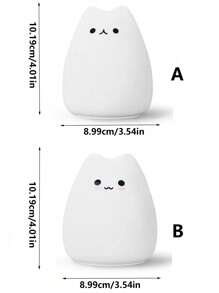 1 件可爱 LED 猫夜灯：7 种颜色、电池供电、暖白色、呼吸模式 - 生日和节日的完美礼物