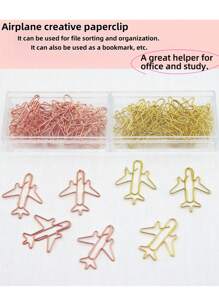 12pcs/20pcs Per Box, Creative Transportation Themed Paper Clips, Airplane Shaped Binder Clips, Electroplated Gold Bookmark & Clip Set, Electroplated Material, Creative Shaped Clips, Office, Home, DIY, Gift