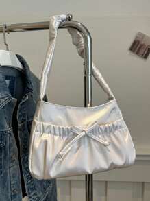 1pc New Fashion Korean Gentle Pleated Shoulder Bag Girls All-Match Ins Underarm Bag Pleated Casual Soft Summer Large Capacity Underarm Bag Casual Fashion Shoulder Bag Is Also Suitable For Traveling And Outdoor Shopping Dating Is Also Suitable As A Gift