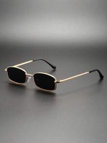 1 件复古风格男士时尚眼镜，适合日常佩戴、旅行、商务，适合夏季海滩度假、户外、旅行返校时尚学院风 - 金全灰 - 查看 2