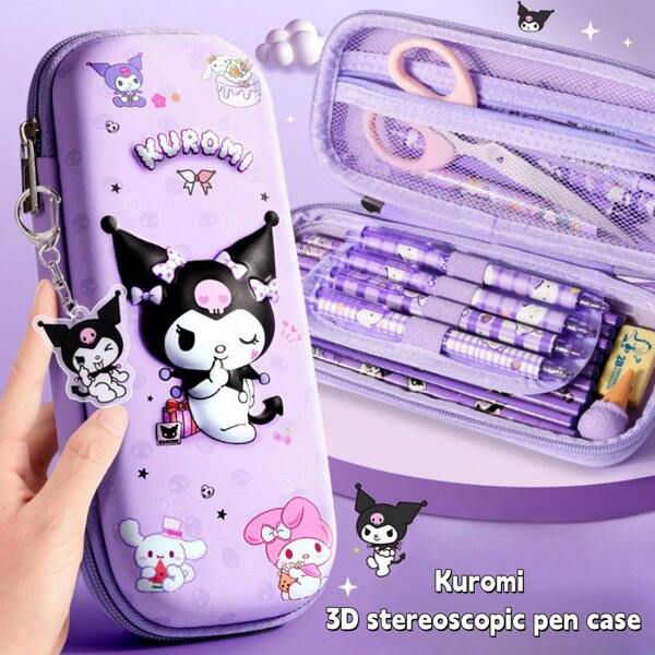 Sanrio Estuche para lápices de almacenamiento nuevo de Kuromi de Sanrio, estuche de papelería con dibujos animados de Melody para estudiantes, estuche para lápices de gran capacidad de Cinnamoroll para niñas y niños. Un artículo imprescindible para la escuela.