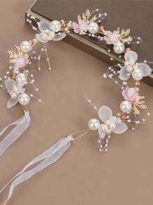 1pc Elegant Pearl Flower Hair Accessory, Bridesmaids Headpiece Suitable For Valentine's Day Use