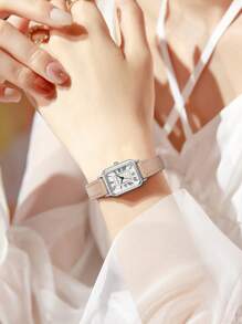 LUCKYFOX 1pc LUCKYFOX Vintage Vierkant Zinklegering Quartz Horloge Met Casual Leren Band, Geschikt Voor Jonge Studenten Dagelijks Leven