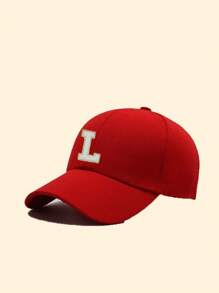 1 pieza Gorra de béisbol negra con 26 letras para niños, diseño bordado con hilo dorado, ajustable con cierre a presión, sombrero de sol de moda para niños y niñas - Rojo - Ver 13