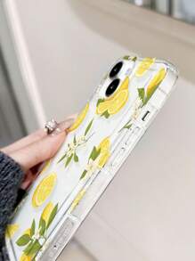 1pc Spring Floral Lemon Pattern Air Cushion Anti-Slip Phone Case, Compatible With IPhone 11/12/13/14/15/16 Pro Max - Multicolor - View 4