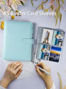 1 件 A5 相册胶片袋 PU 皮革收藏夹，偶像相册收纳文具，带 25 个套