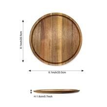 Bandeja de servir de madera de acacia natural, decoración rústica minimalista para el hogar, bandeja para sushi, pastel, pan, café, té y barbacoa