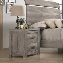 Floren Contemporary Wood Two-Drawer Nightstand, Weathered Gray - Xám - Xem 2