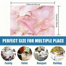1pc/5pcs/7pcs, Home Decor, Elegant Pink Marble Print Table Runners - Polyester, Rectangular, Suitable For Home & Kitchen Decor, Perfect For Party & Holiday, Marble Print, Table Runners