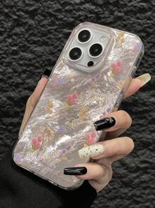 Funda de teléfono con textura de papel de seda de estilo coreano elegante con patrón de tulipanes coloridos, que ofrece cobertura total, compatible con iPhone 11/12/13/14/15/16/16Pro/16ProMax, ideal para uso personal o como regalo