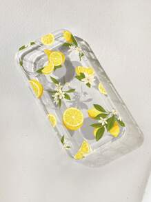 1pc Spring Floral Lemon Pattern Air Cushion Anti-Slip Phone Case, Compatible With IPhone 11/12/13/14/15/16 Pro Max - Multicolor - View 2