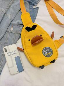 1pc White Fashion Cute Duck Shape Crossbody Bag, Unique Cartoon Animal Style Zipper Closure Mini Shoulder Bag, Campus Fresh Girl - Yellow - View 2