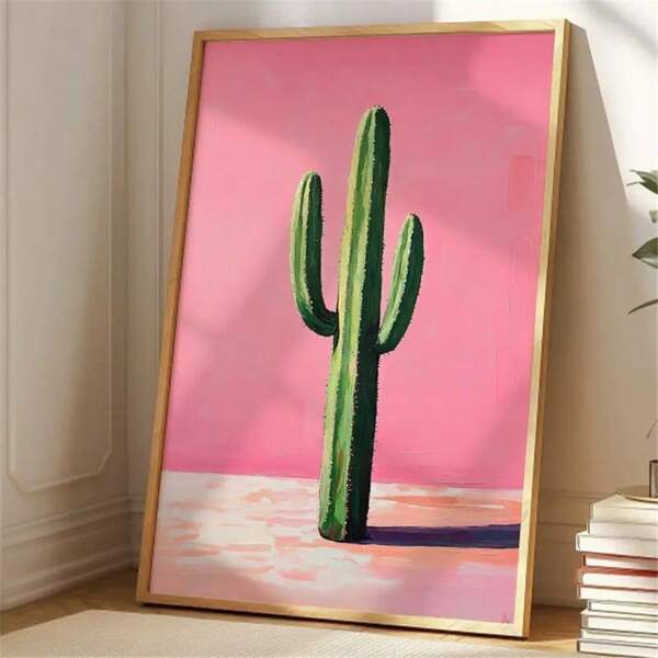 1 pieza Impresión de arte de pared de lienzo de cactus moderno, estilo contemporáneo, marco opcional, sin plumas, decoración universal para sala de estar, dormitorio, baño, oficina, pasillo, cocina - Regalo de decoración del hogar, regalo de decoración de Halloween y Navidad