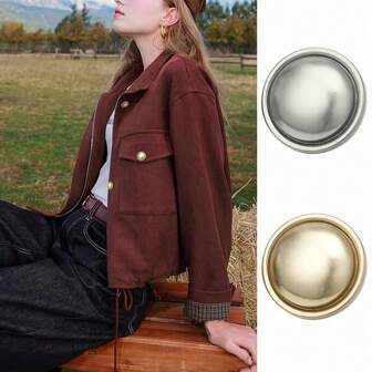 10 Piezas de Botones de Metal Planos para Coser, Botones Redondos Dorados para Accesorios de Ropa, Botones de Costura Minimalistas de Moda DIY para Camisas, Chaquetas, Vestidos, Blazers | Accesorios de Decoración de Ropa