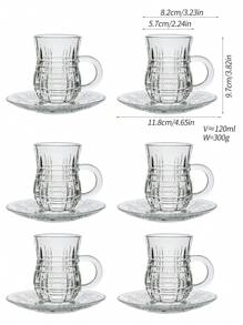 1 套，土耳其茶杯碟套装，复古花卉玻璃茶杯和咖啡杯组合，包括 6 个杯子和 6 个碟子，细腰设计，底部加厚，防止茶变冷，适合 6 人，容量 120 毫升/4.3 盎司 - 彩色 - 查看 15