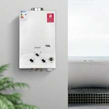 BriSunshine Calentador de Agua de Gas 10L Con Ducha Sobrealimentada, Calentador de Agua de Gas GLP Propano Butano Adecuado Para el Hogar, Vehículos Recreativos y Exteriores [Clase de eficiencia energética A]