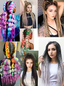 Soft Bubble Braids Hair Extensions 24inch - Colored Braiding Hair High Temperature Synthetic Fiber Jumbo Braiding Hair Extensions For Girl - Multicolor - View 6