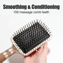 Conjunto de 3 peças: pente e escova, unissex, pente de dentes largos e escova de cabelo macia, adequado para cabelos molhados, secos, cacheados e lisos. Um presente ideal para amigos e familiares, perfeito também para as festas de fim de ano e o Halloween. Palavras-chave: pente, escova, escova para cabelo, pente desembaraçador, pente de bola, mini escova de cabelo - Multicolorido - Ver 4