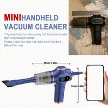 Potente aspiradora para coche y hogar - Recargable USB, incluye accesorios, cuerpo de resina ABS, batería de litio de 2000mAh, dispositivo portátil para polvo | diseño elegante | Acabado elegante, dispositivo de limpieza para el hogar, adecuado para el cuidado de sofás y suelos.