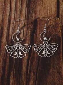 Vintage Punk Style Hollow Out Stars, Moon, Butterfly Fashion Drop Earrings For Women
